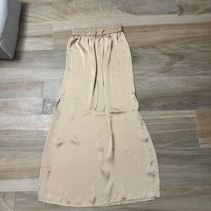 H&M Satin gold Maxi Skirt drawstring